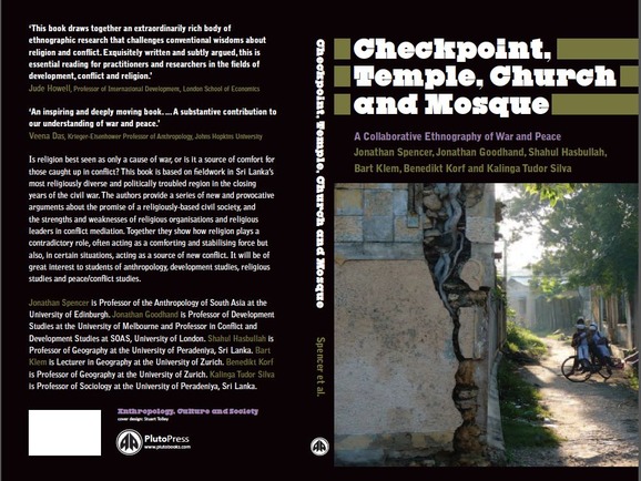 A book cover. The front reads 'Checkpoint. Temple. Church and Mosque'.