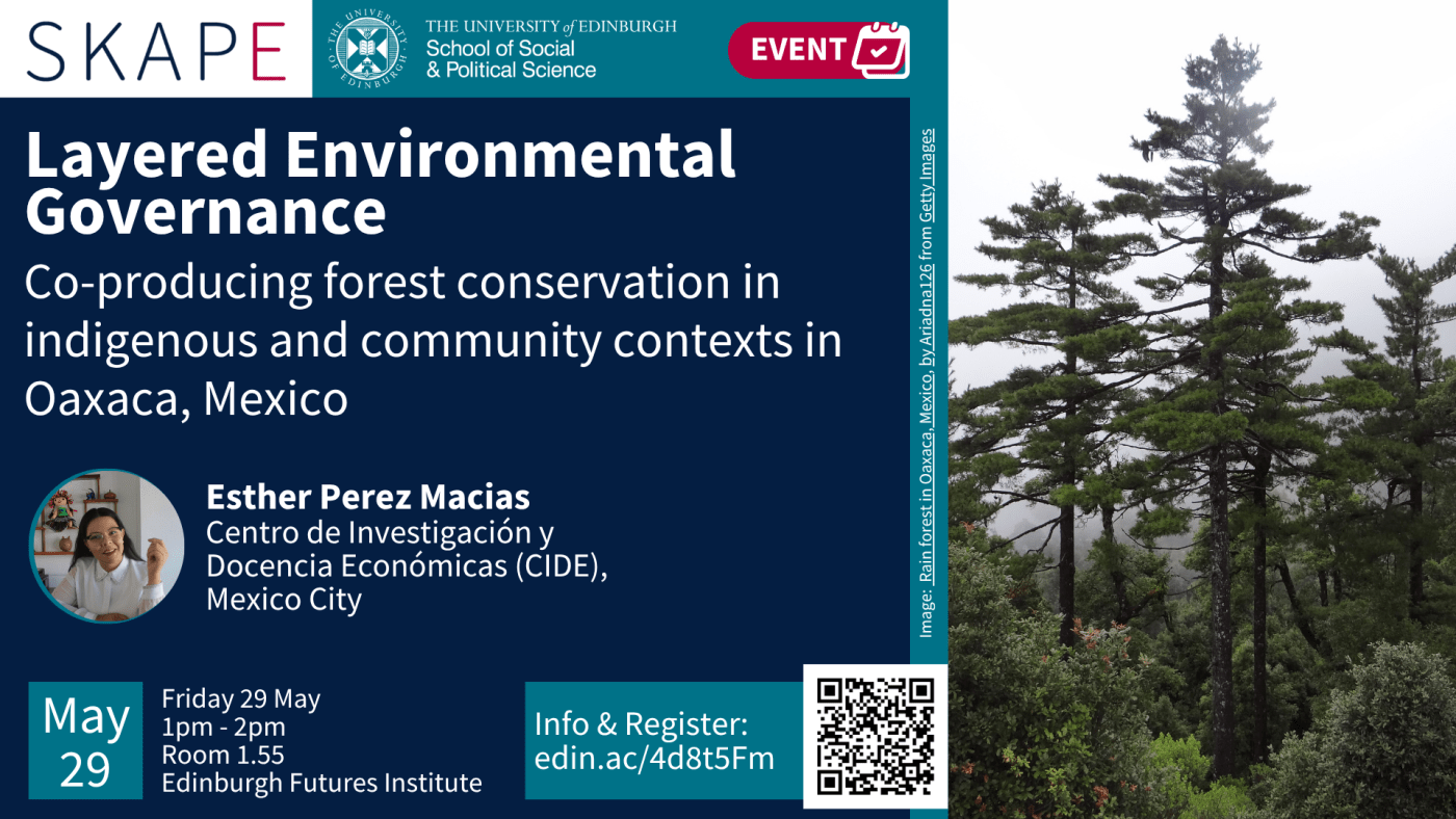 Image of the presenter, and of a forest in Oaxaca