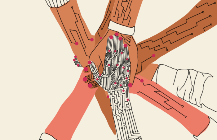 Illustration of people holding hands