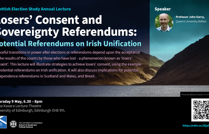 Graphic with event info and decorative image of lake