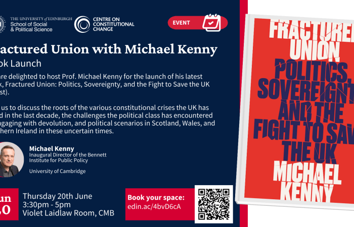 Fractured Union with Michael Kenny. Book Launch. With an image of the book cover and Michael Kenny the author. 