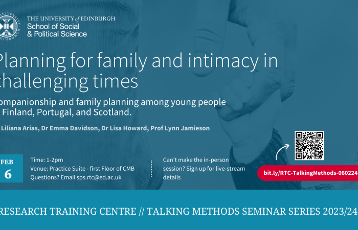 Image of RTC banner for Talking Methods Seminar: Planning for Family and intimacy in challenging times
