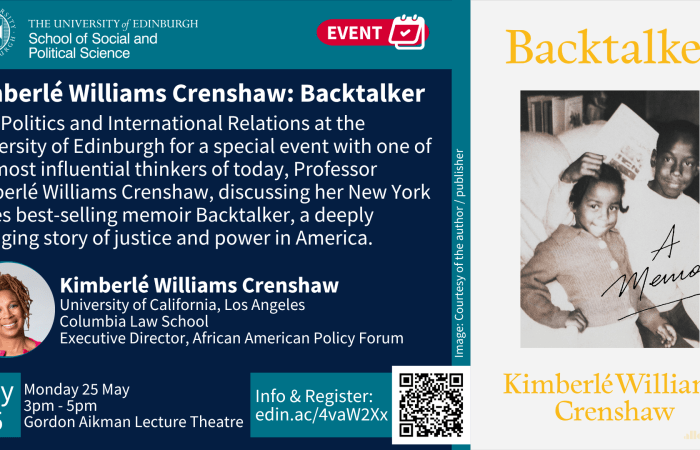 As image of Kimberlé Crenshaw and the front cover of her new book, Backtalker