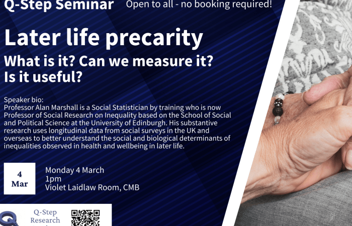 Image showing seminar banner: Later Life Precarity