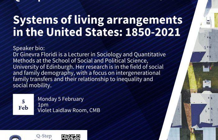 Image showing banner of Q-Step Seminar: Systems of living arrangements in the United States: 1850-2021