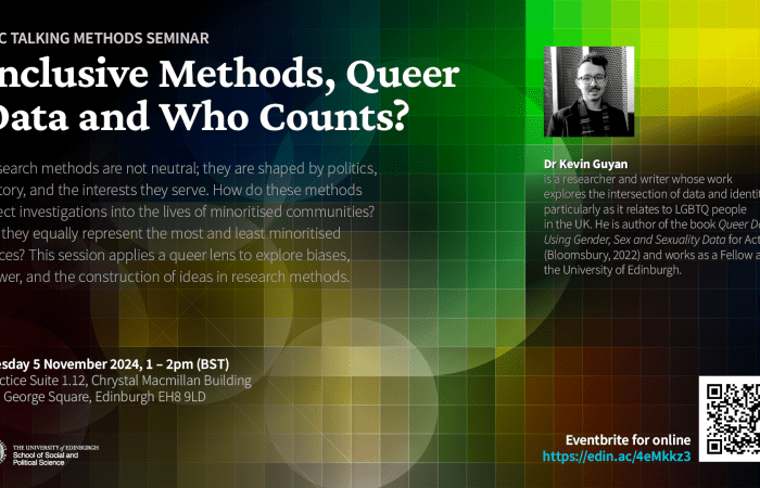 Image of banner of the RTC Talking Methods Seminar: Inclusive Methods, Queer Data and Who Counts?