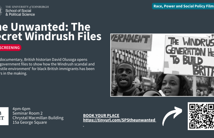 Poster with the film title and blurb, and event details